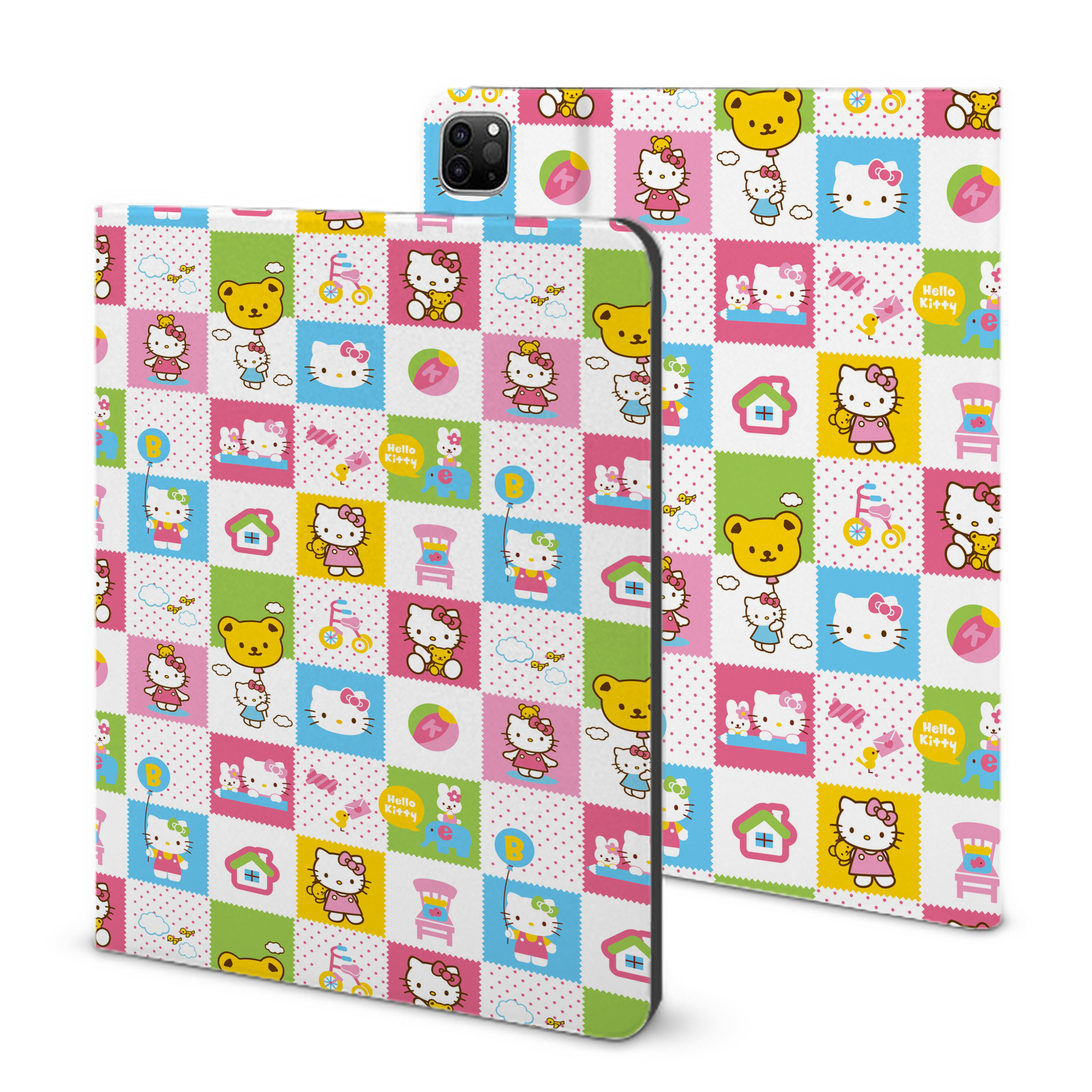 （画像用） Hello Kitty ハローキティ IPad ケース ブック型 PUレザー TPU 耐衝撃 軽量 薄型 ペン収納なし 全面保護 IPad 各モデル対応